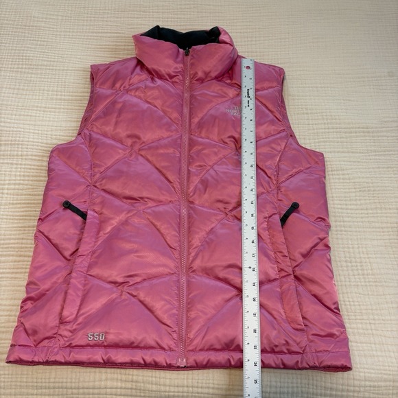 The North Face 550 Puffer Vest Goose Down Women's Sz Large Pink Full Zip - Picture 16 of 16